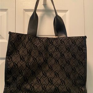 Victoria’s  Secret black tote bag with monogram raised felt like letters “VS”